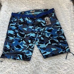 New Noiz Premium Jeans Men’s Blue Camouflage cargo shorts size W56